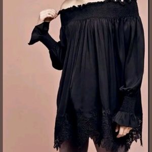 anthropologie | eri + ali vettora black lace tunic